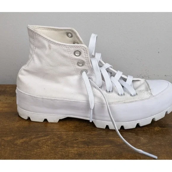 Converse Chuck Taylor All Star Lugged Women's White High Top 8.5 Canvas Sneakers - Picture 5 of 13